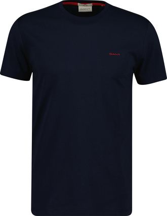 GANT T-Shirt GANT CONTRAST LOGO, Herren, Gr. 4XL, evening blau, Web, Obermaterial: 100% Baumwolle, unifarben, regular fit normal, Rundhals, eingesetzt abge