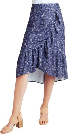 Kensie Ruffle Hem Faux Wrap Midi Skirt In Nostalgic Blooms