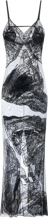 Elisabetta Franchi Kleedjes, Dames, Zwart, L, Tule, Red Carpet Maxi-jurk