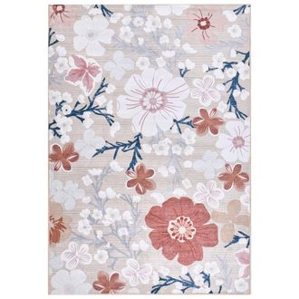 Beliani Alfombra Elegante 160 X 230 Cm De Tela Motivo Floral Sala De Estar Dormitorio Apto Para Calefacci&oacute;n Por Suelo Radiante Base Antideslizante Multicolor 