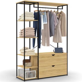 IDMarket Armadio Con Ripiani L. 113 Cm Detroit 2 Cassetti Design Industriale