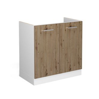 Vicco Armario Bajo Para Fregadero R-line, Roble Artesanal, 80 Cm Sin Encimera