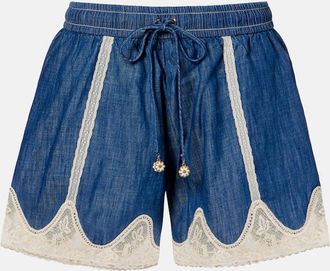 Zimmermann Awaken lace-trimmed denim shorts