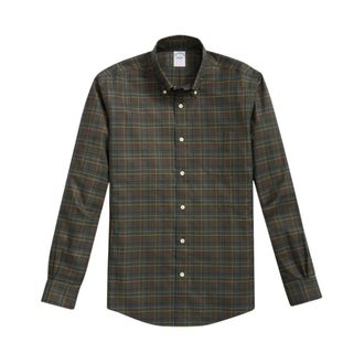 Brooks Brothers Groen Non-Iron Stretch Supima Katoen Button Down Collar Tattersall Overhemd - Heren - Casual Overhemden - Groen - S - Katoen - Overhemden