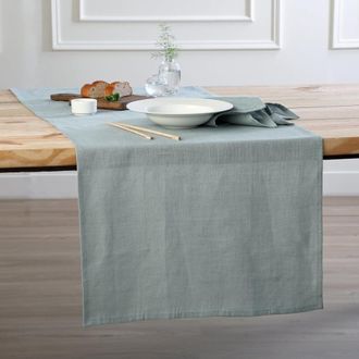 Febronie Camino de mesa lino 50x150 verde celad&oacute;n