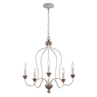 Netlighting Hartsville 5 Light Chandelier Beachwood Finish E14 in White