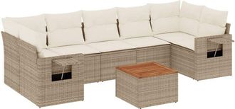 vidaXL Vidaxl - Juego De Sof&aacute;s De Jard&iacute;n Con Cojines Beige 8 Pzas Rat&aacute;n Pe