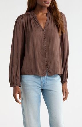 Lucky Brand Shine Button Front Top in Chocolate Brown at Nordstrom, Size Xx-Large