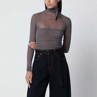 Christophe Lemaire Ballerina top with scarf in grey jersey