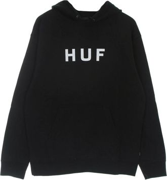 HUF Zwart Logo Hoodie Lange Mouw - Heren - Hoodies - Zwart - S - Katoen - Hoodies & sweatvesten