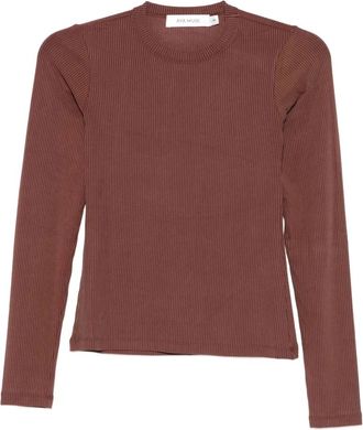 Aya Muse Long Sleeve Ribbed Top - Dames - Ronde hals truien - Rood - XS - Truien & Vesten
