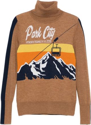 We Norwegians Trui met bergprint - Bruin