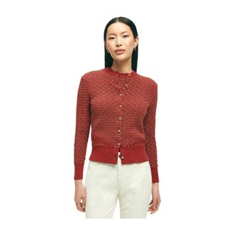 Brooks Brothers Rood en Gouden Katoenen Vest - Dames - Vesten - Rood - L - Katoen - Truien & Vesten