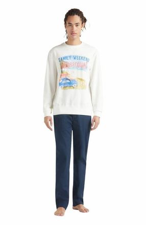 Vilebrequin Mens Family Weekend Cotton Crewneck Sweatshirt in Off White at Nordstrom, Size Medium