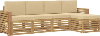vidaXL Conjunto De Sof&aacute;s De Exterior 5 Uds. Y Beige Poli&eacute;ster Vidaxl