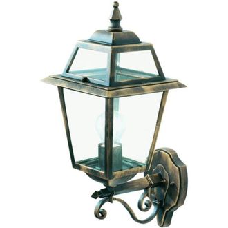 Searchlight New Orleans - 1 Farolillo De Pared Para Exteriores, Negro, Dorado, Ip44, E27 - Searchlight