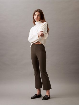 Calvin Klein Womens Stretch Crepe Flared Pants - Grey - XS