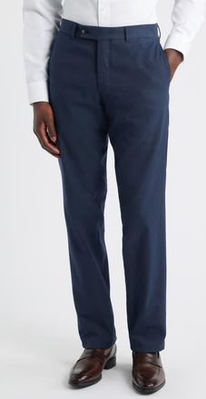 Jack Victor Piero Flat Front Stretch Cotton & Wool Pants in Blue at Nordstrom, Size 30