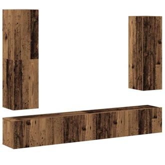 Berkfield Home 4 Piece TV Cabinet Set Wall-mounted Old Wood Engineered Wood in Brown