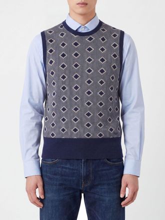 Emporio Armani Argyle Virgin Wool and Cashmere Crewneck Knitted Slipover