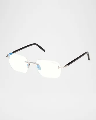 Tom Ford Men & apos;s Rimless Rectangle Blue Light-Blocking Glasses