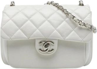 Chanel Pre-owned Classic Flap Crossbody - Dames - Vintage Schoudertas - Wit - ONE Size - Leer - Vintage