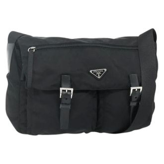 Prada Pre-owned Cross Body Bags, female, Black, Size: ONE SIZE Pre-owned Vintage Nylon Shoulder Bag