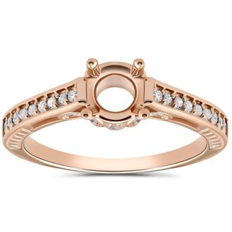 Pompeii3 1/5ct Diamond Rose Gold Engagement Ring Setting Vintage Size Selectable