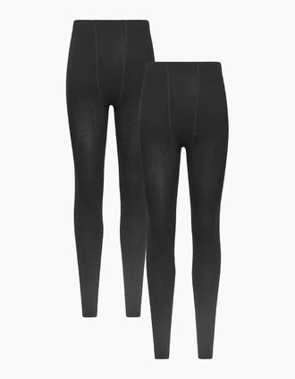 Mountain Warehouse Womens Mountain Warehouse Womens/Ladies Brushed Isotherm Thermal Leggings (Pack of 2) - Black - Size: 12