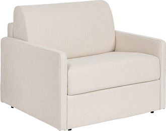 Vente-Unique Sill&oacute;n cama de apertura r&aacute;pida de tela beige - Colch&oacute;n de 14 cm CALIFE