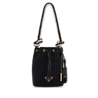 Prada Black Crochet Mini Bucket Bag