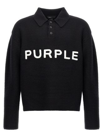 Purple Black Wool Mens Cardigan
