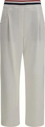 Brunello Cucinelli Broeken met tricolor elastische tailleband - Dames - Sweatpants - Wit - M - Katoen - Broeken