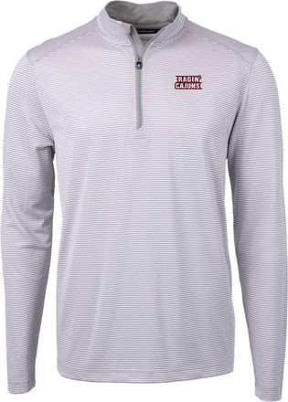 Cutter & Buck Mens Ragin Cajuns Micro Stripe Quarter Zip Top In White/grey