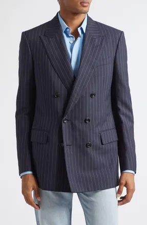 Tom Ford Chalk Stripe Sport Coat in Ucc Navy at Nordstrom, Size 48