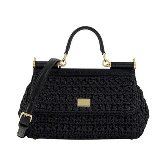 Dolce & Gabbana Black Crochet Sicily Bag