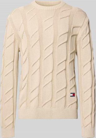Tommy Jeans Regular Fit Strickpullover aus reiner Baumwolle in Beige, Größe XXL