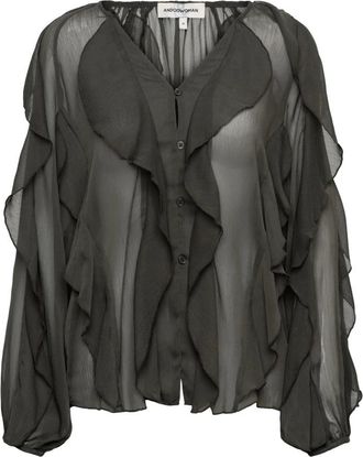 &Co Woman Voile Blouse - Dames - Blouses & Shirts - Groen - Maat: 2XL Voile