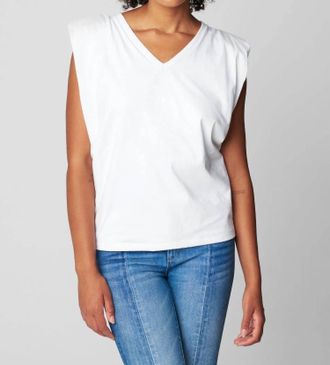 Blank NYC Shoulder Pad Tank Top In White