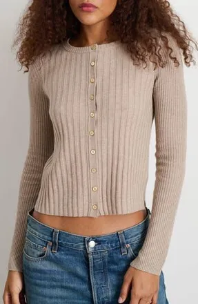 Alex Mill Rib Cardigan in Pumice at Nordstrom Rack, Size X-Small