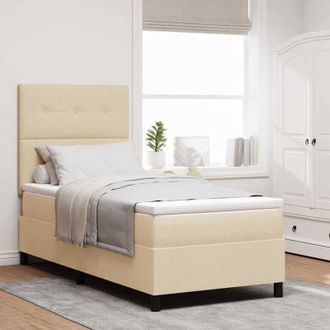 vidaXL Cama Tipo Box Spring Con Cabecera Crema 80 X 200 Cm Tela Vidaxl