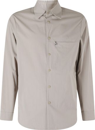 Aspesi Taupe Blade Zippered-Chest Cotton-Blend Casual Shirt