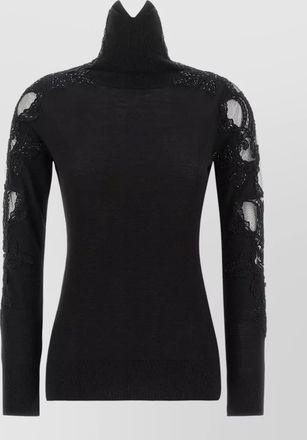 Ermanno Scervino virgin wool lace panel high neck top