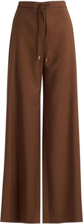 Max Mara Mstcorone Broek - Dames - Wijde Broeken - Bruin - XS - Wol - Broeken