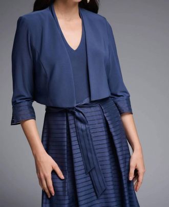 Joseph Ribkoff Straight Cut Bolero In Mineral Blue