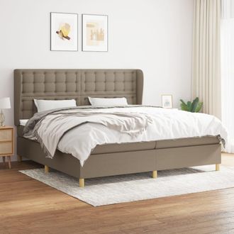 vidaXL Vidaxl - Cama Box Spring Con Colch&oacute;n Tela Gris Taupe 200x200 Cm