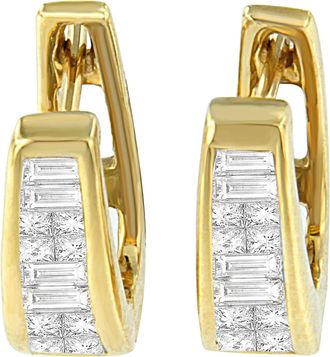House of Brilliance 14k Yellow Gold 1/2ct TDW Princess and Baguette Diamond Earrings