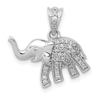 Diamond2Deal 14k White Gold 1/6 carat Diamond Elephant Pendant