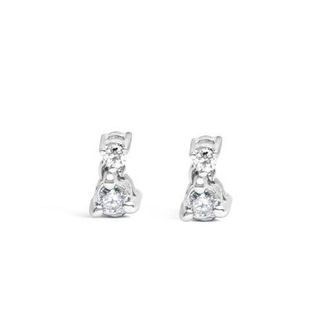 House of Brilliance 14K White Gold 1/4 Ct Double Diamond Drop and Dangle Stud Earrings at Nordstrom