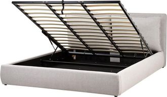 Beliani Ottoman Bed Fabric BAJONNA 180 x 200 cm (EU Super King) Light Grey